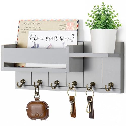 Decorative Key Holder Wall Mount for Rustic Farmhouse Living Room Entryway Aesthetics
| Wooden Key Hanger with 6 Key Ho