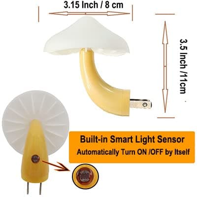 AUSAYE Energy Saving Night Light Cute Mushroom Lamp for Adults and Kids Room Bathroom Kitchen