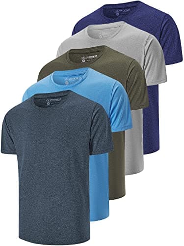 AKAWOOKO Men's Dry Fit T Shirts for Running and Gym Workout
| AKAWOOKO 5 Pack Short Sleeve Tee Shirts for Men Athletes