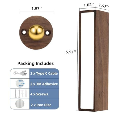 Wireless Dimmable Battery Operated Led Wall Sconces 2 Pack for Bedroom (Black Walnut)  
Rechargeable 3 Color Temperature