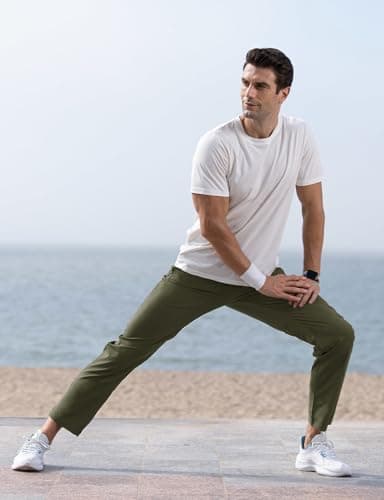 TBMPOY Men's Lightweight Hiking Travel Pants Breathable Athletic Joggers Zipper Pockets  
TBMPOY Men's Lightweight Hikin
