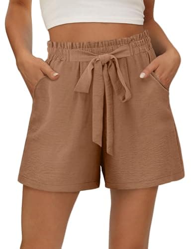 KISSMODA Women's Summer Shorts with Pockets Lightweight High-Waisted Adjustable Tie Knot Loose Casual Short
| KISSMODA