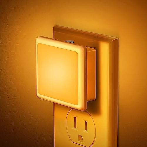 JandCase 2 Pack Night Lights for Bathroom and Hallway, Dusk-to-Dawn Sensor, Soft White LED 3000K