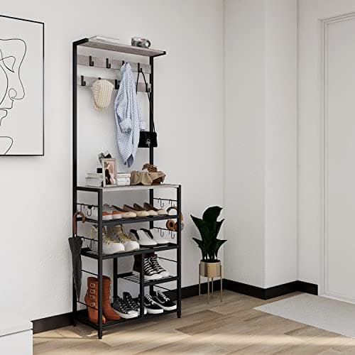 GiftGo Vintage Large 5-Tier Hall Tree with Console Table for Home Office Bedroom (Greige)  
GiftGo Vintage Large 5-Tier