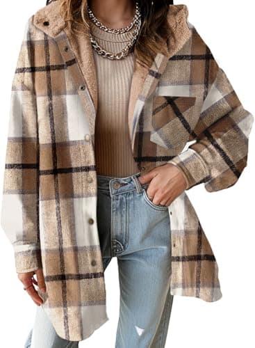 Dokotoo Women's Flannel Hooded Plaid 2025 Shacket Thick Coat for Warmth and Style in Winter
| Dokotoo Women's Flannel H