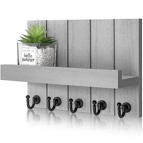 Rustic Key Holder with Shelf for Farmhouse Decor - Living Room Organizing Hook (Retro Brown, |54" D x 10" W x 7.28" H)