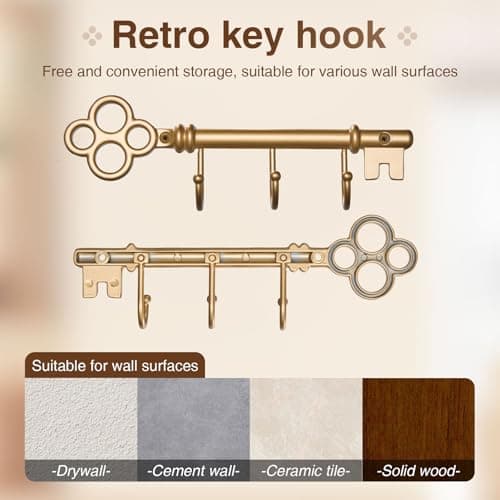Gold Vintage Key Rack for Entryway Storage
| Classic Gold Wall Mounted Key Holder
| Vintage Gold Key Rack Hook for Entr