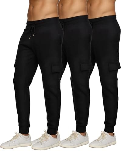 PURE CHAMP Mens Fleece Jogger Sweatpants with Zipper Pocket and Drawstring Size S-3XL for Workout and Everyday Use
