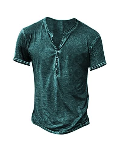 Beautyshow Mens Distressed Henley Shirts Casual Button Down for Men Retro Short Sleeve Tee Shirts