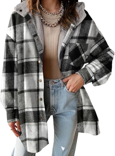 Dokotoo Women's Flannel Hooded Plaid 2025 Shacket Thick Coat for Warmth and Style in Winter
| Dokotoo Women's Flannel H