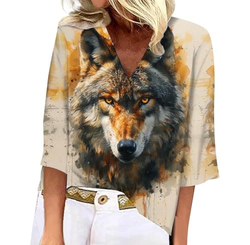 Women's Animal Leopard Print 3/4 Sleeve V Neck Summer Floral Boho Trendy Tops
| Women's Leopard Print 3/4 Sleeve V Neck