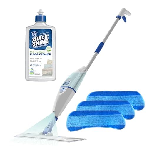 Quick Shine Spray Mop Kit for Quick & Easy Cleaning | No Batteries Required | Refillable Cleaning Cartridge, White  
Qui