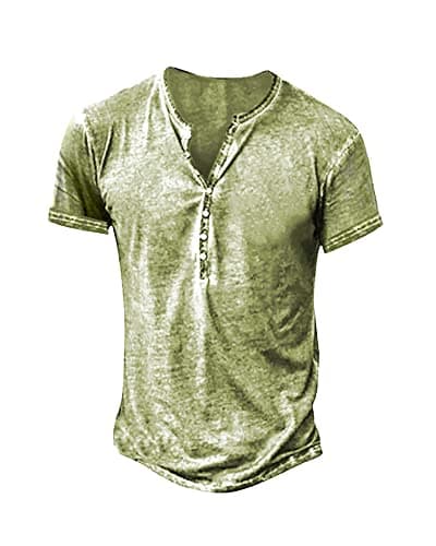 Beautyshow Mens Distressed Henley Shirts Casual Button Down for Men Retro Short Sleeve Tee Shirts