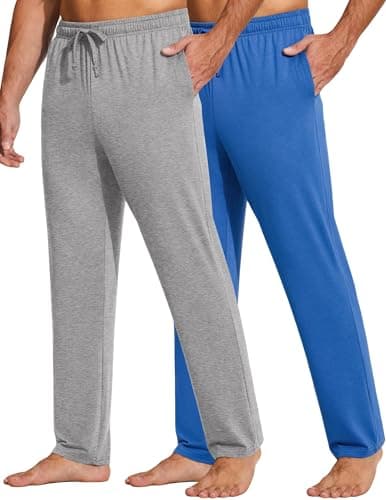 COOFANDY Men's Lightweight Open Bottom Yoga Sweatpants with Pockets Casual Drawstring Lounge Pants