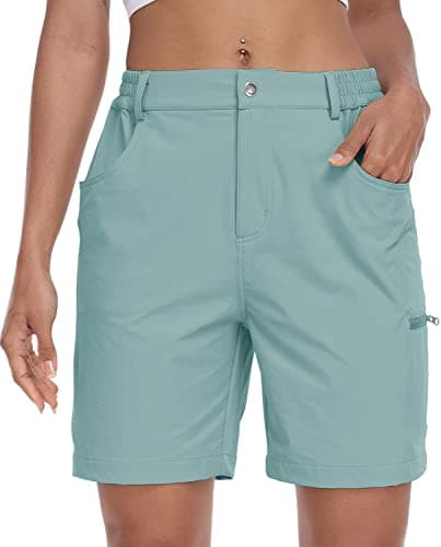 MoFiz Women's Golf Shorts 7" Quick Dry Hiking Shorts Lightweight Bermuda Shorts with Pockets for Summer Travel Women