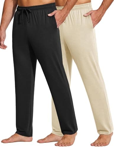 COOFANDY Men's Lightweight Open Bottom Yoga Sweatpants with Pockets Casual Drawstring Lounge Pants