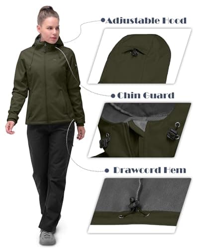 Women's 33,000ft Softshell Jacket, Fleece Lined Warm Windproof Coat for Outdoor Hiking
| 33,000ft Women's Softshell Hoo