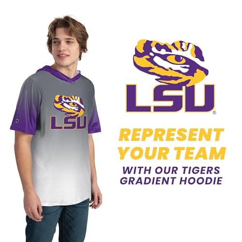 Holloway Men's NCAA Collegiate Short Sleeve Gradient Cotton-Touch Hoodie Official Team Apparel Game Day Comfort