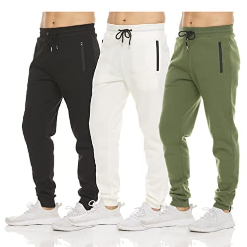 PURE CHAMP Mens Fleece Jogger Sweatpants with Zipper Pocket and Drawstring Size S-3XL for Workout and Everyday Use