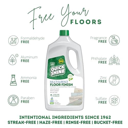 Quick Shine Multi Surface Floor Finish 64oz for Hardwood, Laminate, LVT, Tile & Stone | Shine-Protect-Refresh with Clean