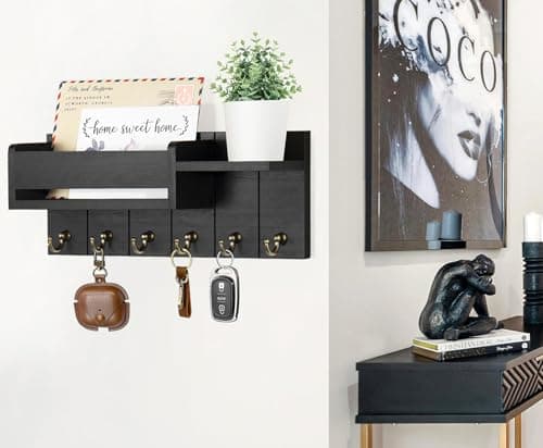 Decorative Key Holder Wall Mount for Rustic Farmhouse Living Room Entryway Aesthetics
| Wooden Key Hanger with 6 Key Ho