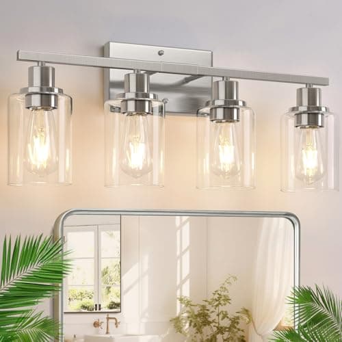 4-Light Bathroom Light Fixtures, Matte Black Modern Vanity Lights for Bathroom Mirror Living Room Cabinet Bedroom Porch