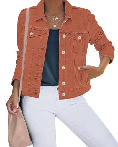 Luvamia Women's Stretch Fitted Long Sleeves Denim Jean Jacket for Casual Wear
| Luvamia Women's Basic Button Down Stret
