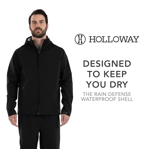 Holloway Men's Waterproof Rain Secure Shell Jacket for Hiking and Outdoor Activities