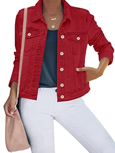 Luvamia Women's Stretch Fitted Long Sleeves Denim Jean Jacket for Casual Wear
| Luvamia Women's Basic Button Down Stret