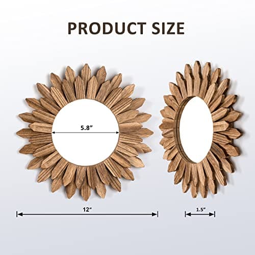 Honiway 12 inch Rustic Wood Sunburst Mirror for Bedroom Bathroom House Warming Gift Cedar Essential  
Honiway 12 inch Ru