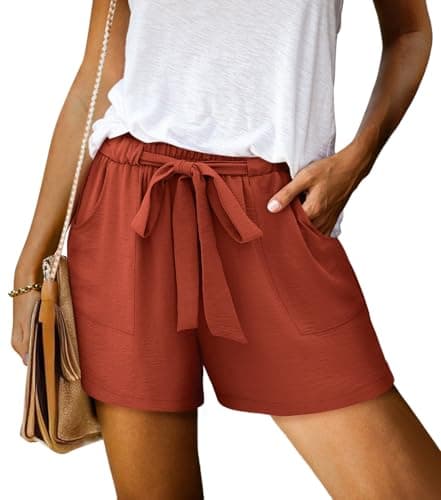 KISSMODA Women's Summer Shorts with Pockets Lightweight High-Waisted Adjustable Tie Knot Loose Casual Short
| KISSMODA