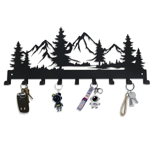 Mountain 12IN Metal Key Holder, Wall Mounted Key Hooks for Kitchen, Entryway, Hallway, Bedroom, Doorway, Key Organizer R