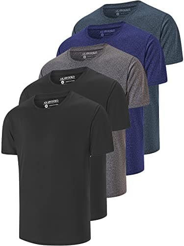 AKAWOOKO Men's Dry Fit T Shirts for Running and Gym Workout
| AKAWOOKO 5 Pack Short Sleeve Tee Shirts for Men Athletes