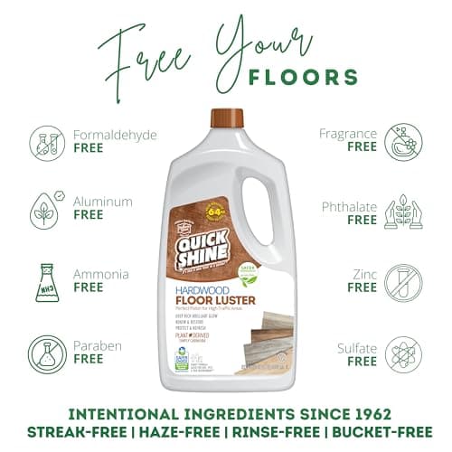 Quick Shine Hardwood Floor Luster-Polish | Plant-Derived w/Carnauba | Safer Choice, No PFAS, pH Neutral | Ready to Use F