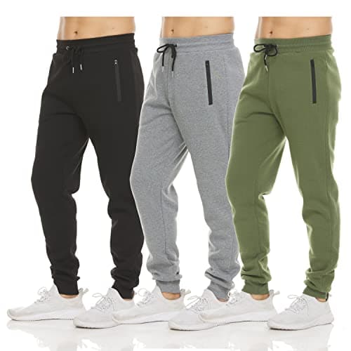 PURE CHAMP Mens Fleece Jogger Sweatpants with Zipper Pocket and Drawstring Size S-3XL for Workout and Everyday Use