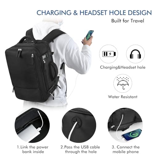 Black Large Carry On Backpack for Men and Women suitable for Business, Work, Gym, and Weekender Trips
| Black Personal