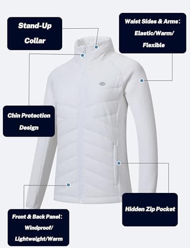 MoFiz Womens Lightweight Insulated Hiking Jacket Fleece Lined Thermal Hybrid Softshell Full Zip Winter Fall Running Ins