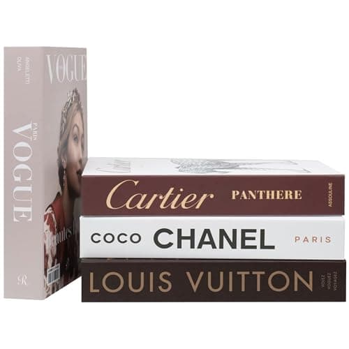 Luxe Large 4 PCS Decorative Books for Home Decor Aesthetic Shelf & Bookshelf Decor for Living Room, Bedroom, or Office F