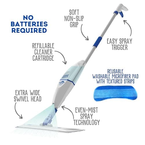 Quick Shine Spray Mop Kit for Quick & Easy Cleaning | No Batteries Required | Refillable Cleaning Cartridge, White  
Qui