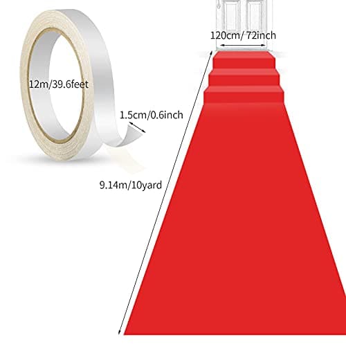 Shappy Red Carpet Runner Rug for Wedding Parties 55gsm Thickness with 1 Piece Carpet Tape for Weddings Outdoor Decor, We