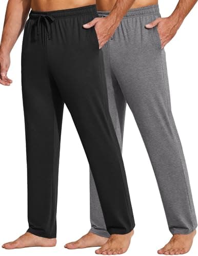 COOFANDY Men's Lightweight Open Bottom Yoga Sweatpants with Pockets Casual Drawstring Lounge Pants