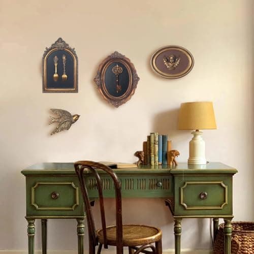 Vintage Wall Sculpture for Hallway, Hand Painted Embossed Key Design, Unique Gift for Home Decor (Antique Gold-Key)  
An