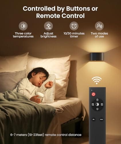 FULEN Motion Sensor Wall Light with Remote Control, Black 2 Pack  
FULEN Motion Sensor Wall Light 5000mAh Rechargeable B