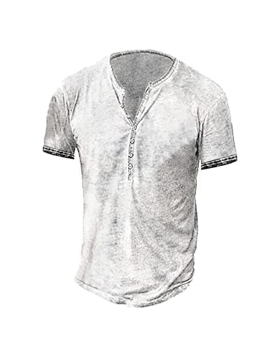 Beautyshow Mens Distressed Henley Shirts Casual Button Down for Men Retro Short Sleeve Tee Shirts