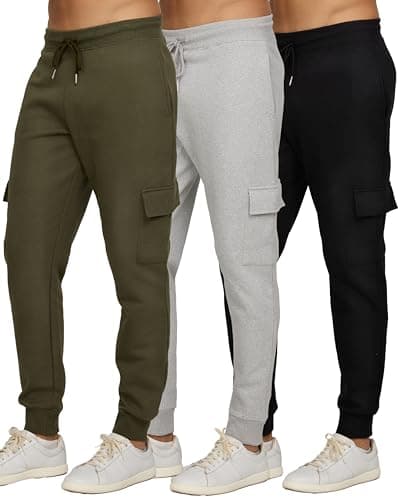 PURE CHAMP Mens Fleece Jogger Sweatpants with Zipper Pocket and Drawstring Size S-3XL for Workout and Everyday Use