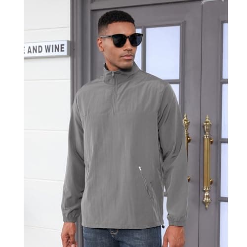 Aulemen Men's Casual Quarter Zip Pullover Golf Windbreakers
| Aulemen Men's Lightweight Jacket for Hiking Running
| Aul