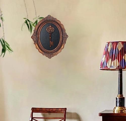 Vintage Wall Sculpture for Hallway, Hand Painted Embossed Key Design, Unique Gift for Home Decor (Antique Gold-Key)  
An