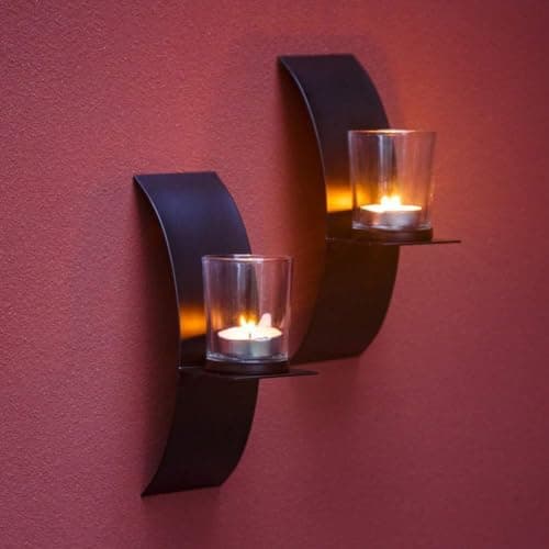 Sziqiqi Black Metallic Wall Mounted Candle Sconces for Hallway Decor, Room Illumination, Elegant Room and Hallway Lighti
