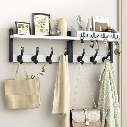 Rustic Brown 29" 4 in 1 Coat and Key Hanger Coat Rack with 11 Metal Hooks for Entryway and Living Room  
Rustic Brown 29