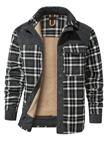 Gihuo Men's Long Sleeve Sherpa Lined Warm Flannel Plaid Jacket for Outdoor Activities
| Gihuo Men's Button Down Fleece